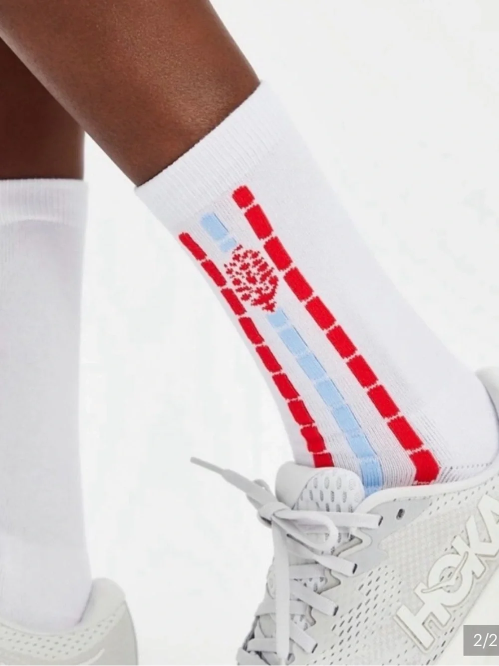 FP Movement Fast Lane Crew Socks in white with red and light blue